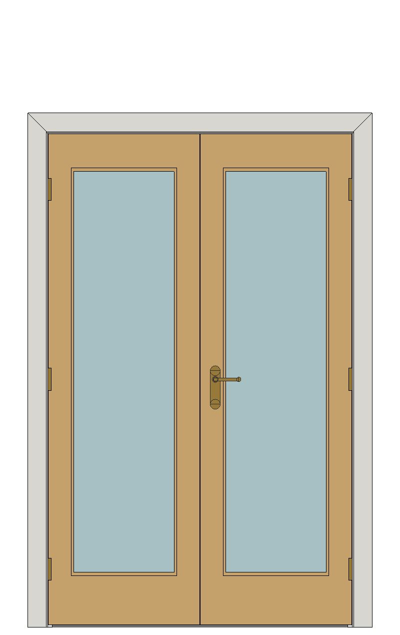 Double doorset - Shaker one light Oak — JELD-WEN-inspired Revit 2027 Door