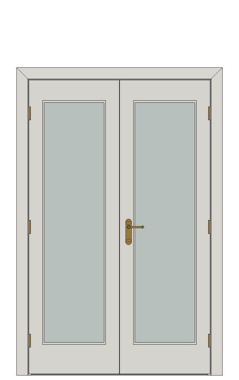 Double doorset - Shaker one light Primed — JELD-WEN-inspired Revit 2027 Door