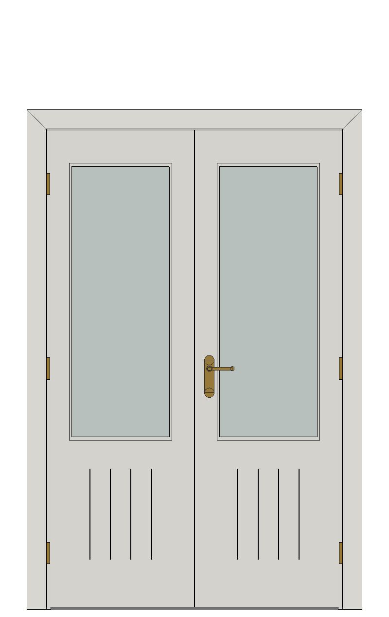 Double doorset - Newark vertical etched glazing inspired — JELD-WEN-inspired Revit 2027 Door