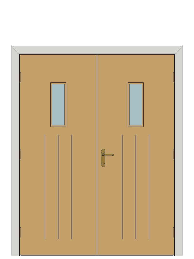 Double doorset - Exterior white oak Croft glazed — JELD-WEN-inspired Revit 2027 Door