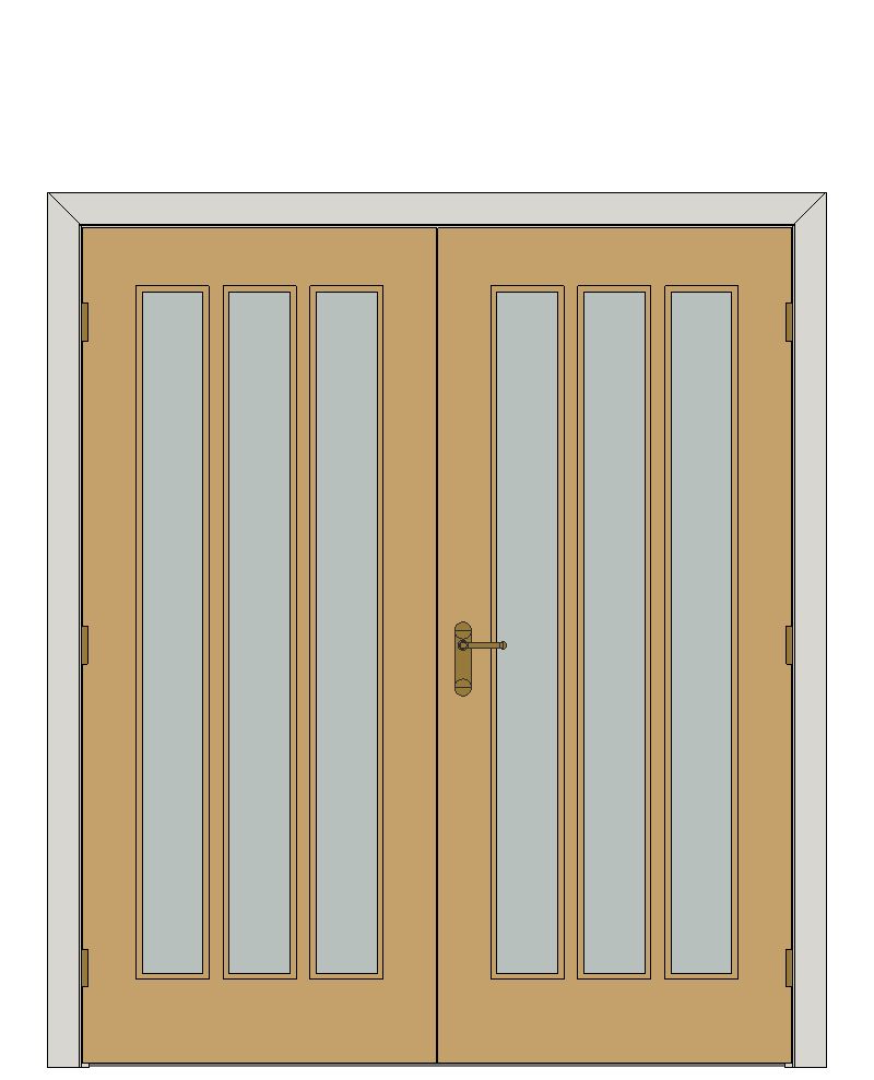 Double doorset - Exterior white oak Lexington glazed — JELD-WEN-inspired Revit 2027 Door