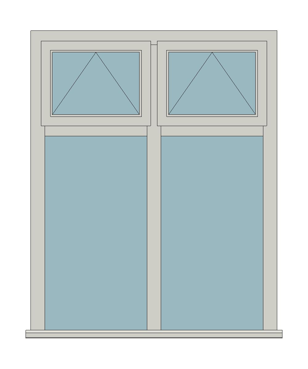 Stormsure Energy+ inspired casement - Two fixed lights with top fanlights — JELD-WEN-inspired Revit 2027 Window