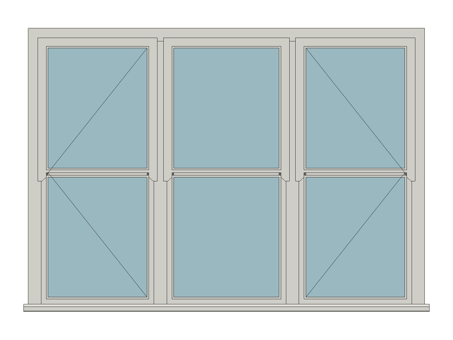 Regency casement - Three lights with fixed centre — JELD-WEN-inspired Revit 2027 Window