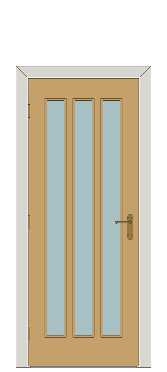 Aston three light oak — JELD-WEN-inspired Revit 2027 Door