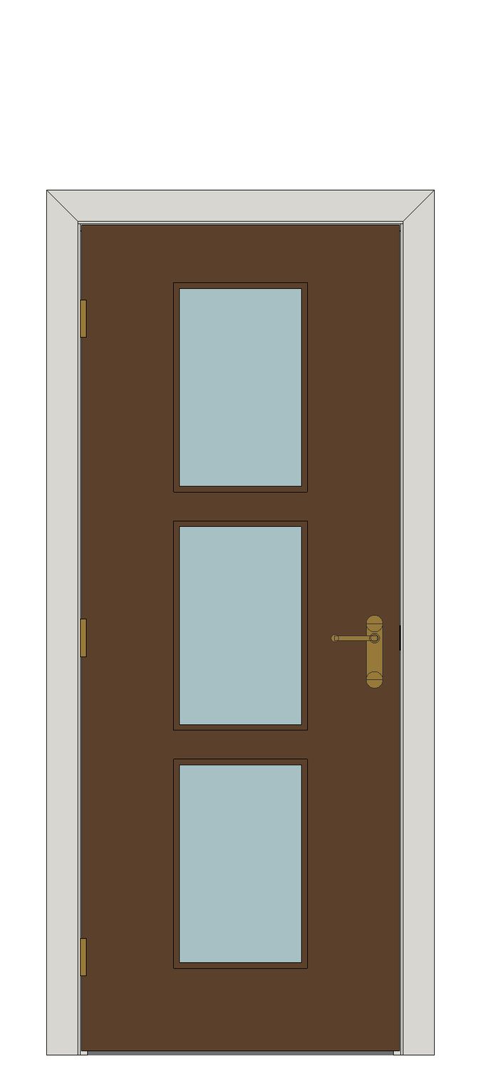 Fusion walnut three light — JELD-WEN-inspired Revit 2027 Door