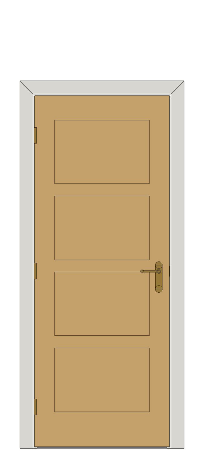 Shaker four panel Oak — JELD-WEN-inspired Revit 2027 Door