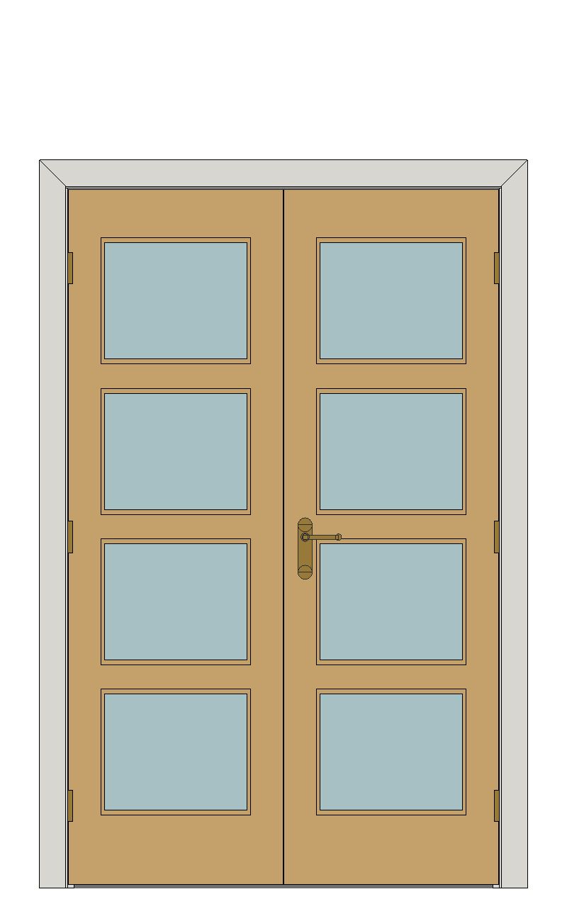 Double doorset - Shaker four light Oak — JELD-WEN-inspired Revit 2027 Door