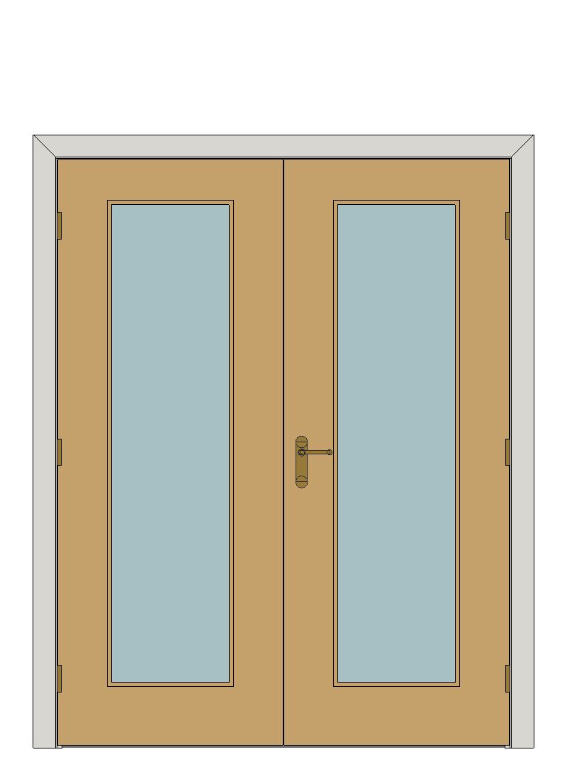 Double doorset - Fusion white oak one light — JELD-WEN-inspired Revit 2027 Door