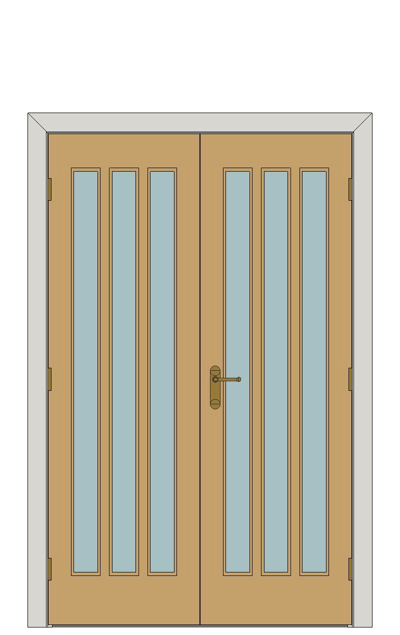Double doorset - Aston three light oak — JELD-WEN-inspired Revit 2027 Door