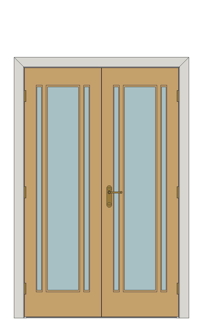 Double doorset - Worcester three light oak — JELD-WEN-inspired Revit 2027 Door