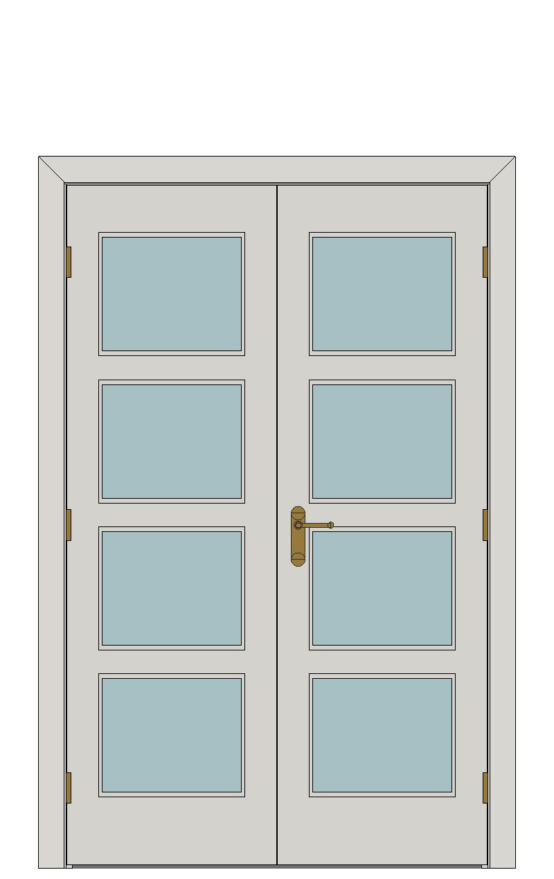 Double doorset - Shaker four light Primed — JELD-WEN-inspired Revit 2027 Door