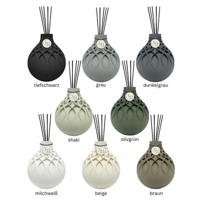 Silva diffuser – elegant, 12 cm tall, incl. fragrance &amp; sticks, with stylish 3D-printed boho aesthe…