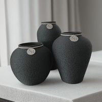 3-Piece Vase Set "Liora, Serina &amp; Elera", Size: Set 20: Liora: 20 cm, Serina: 16 cm, Elera: 12 cm, Color: Deep Black