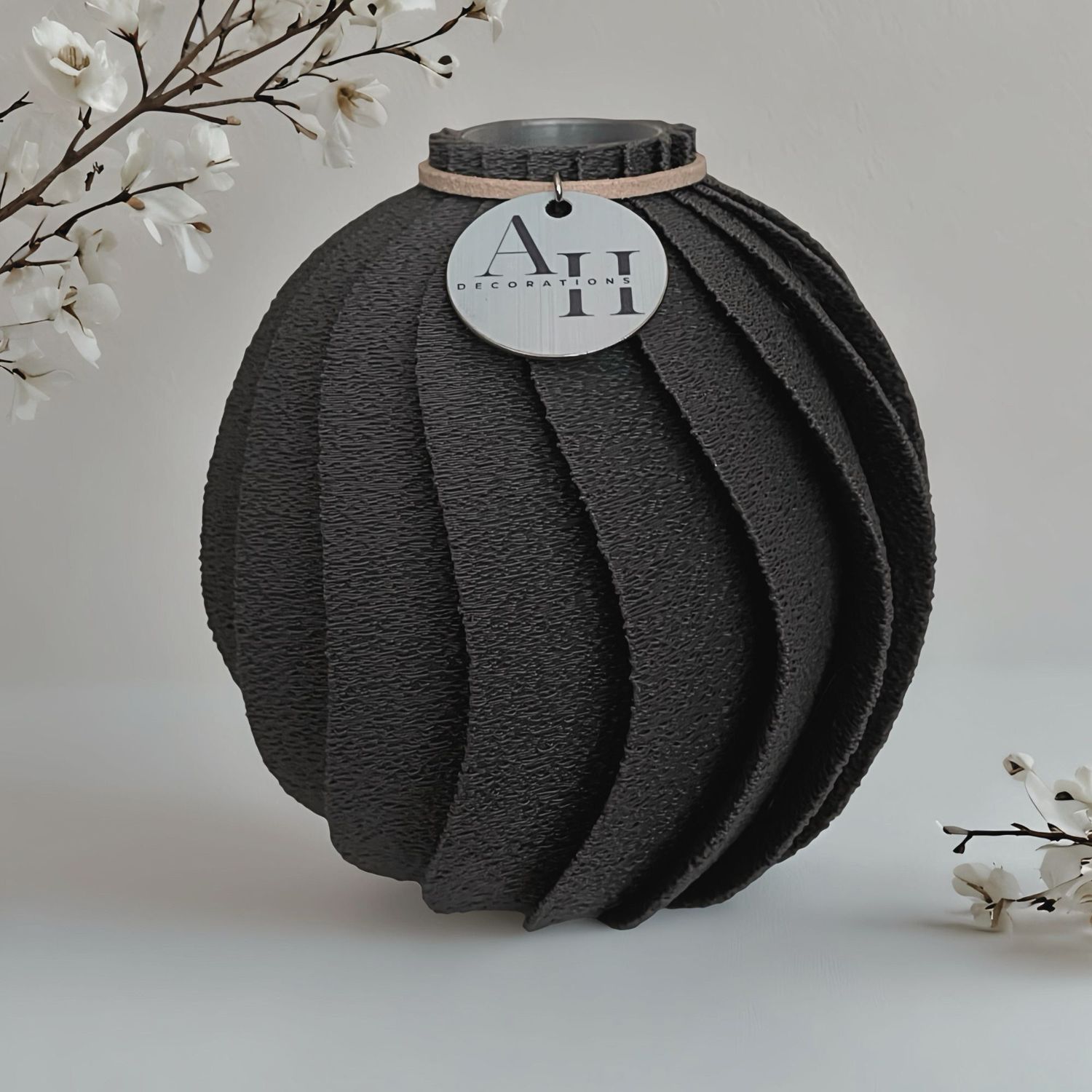 Vase RIVA, Size: 16 cm, Color: Deep Black