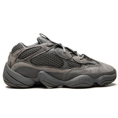 Adidas Yeezy 500 &#39;Granite&#39; sneaker in dark grey with mesh, suede, and Adiprene sole for streetwear style