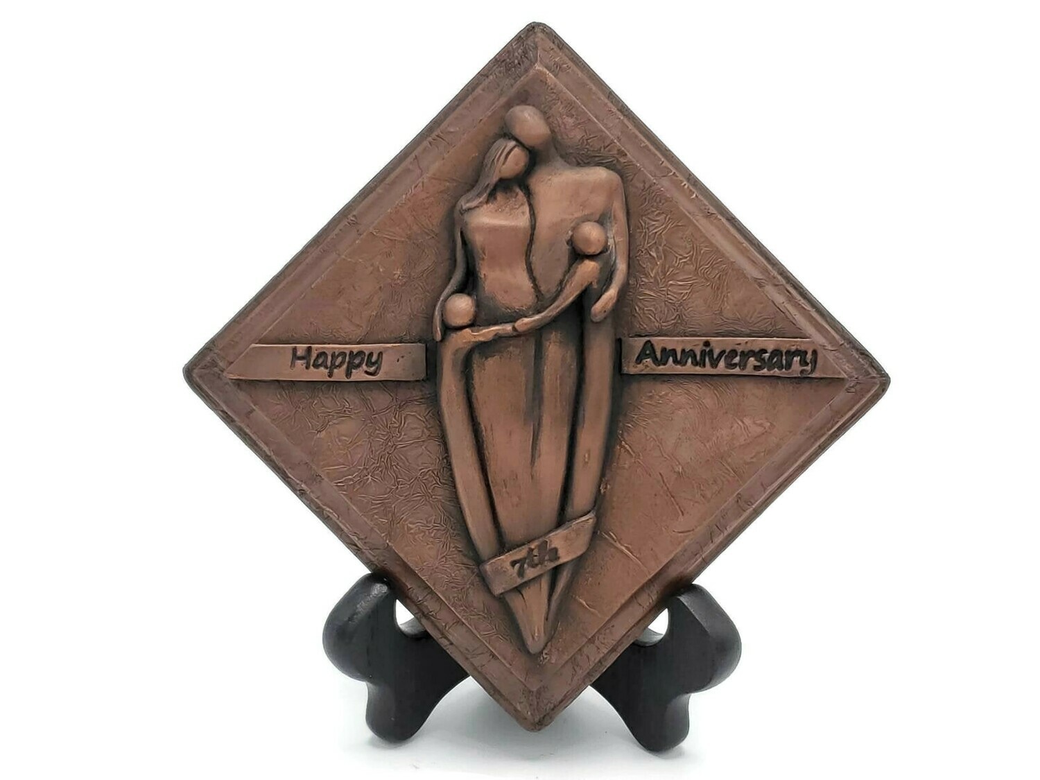 7th Anniversary Copper Plaque Family Sculpture Boys
