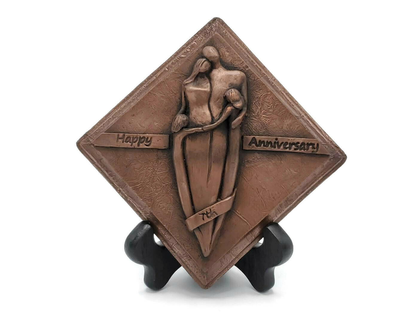 7th Anniversary Copper Plaque Family Sculpture Girls
