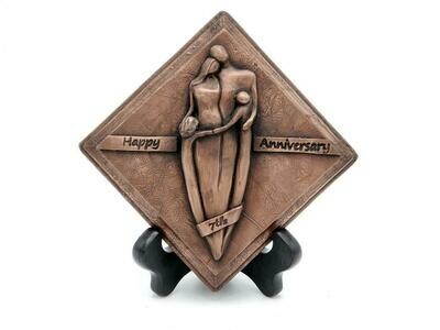 7th Anniversary Copper Plaque Family Sculpture Girl and Boy