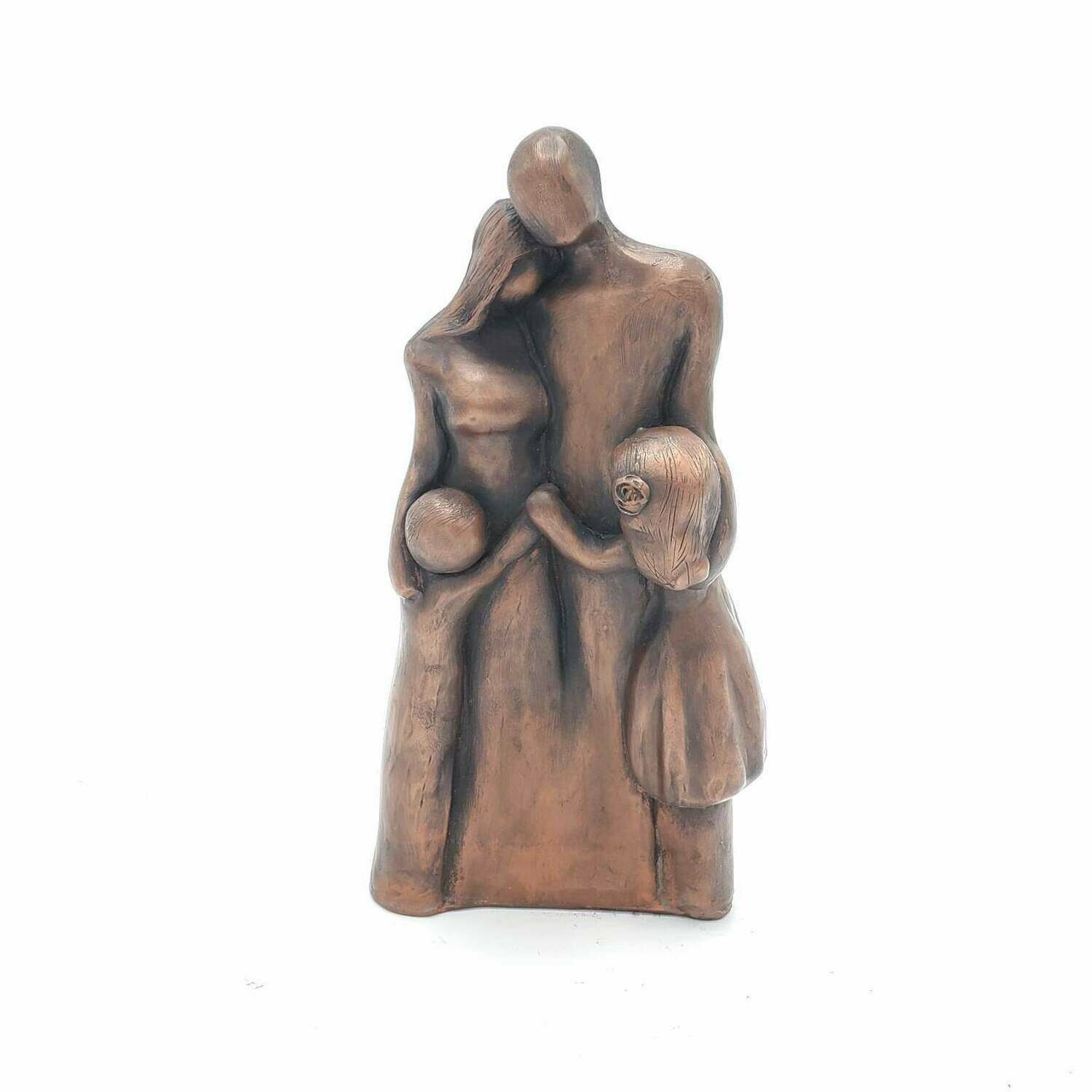 Bronze Family of Four Portrait Sculpture with Standing Children