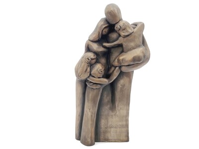 8th Anniversary Gift Aluminum Family Sculpture with Three Children