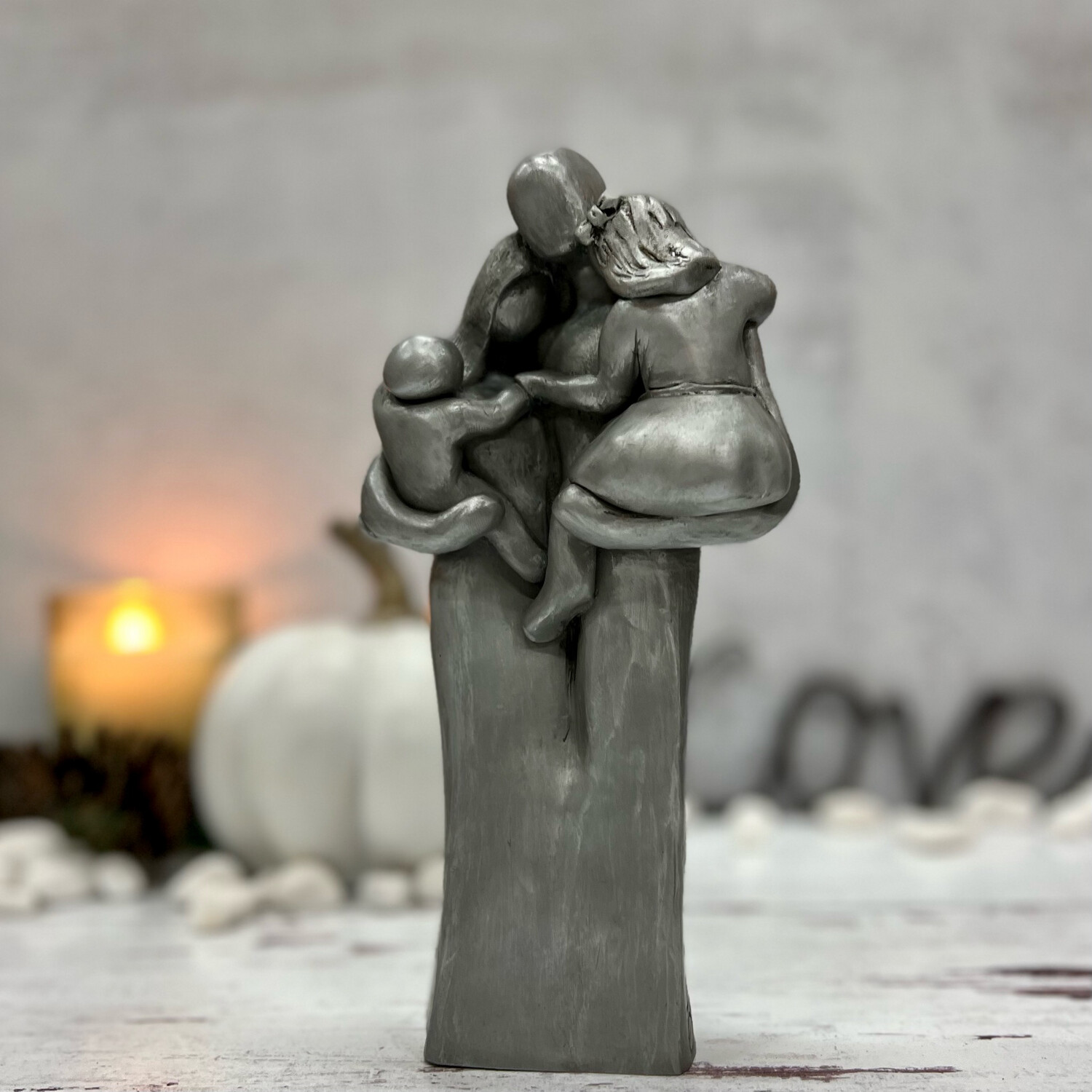 Family of Four Sculpture With Toddlers
