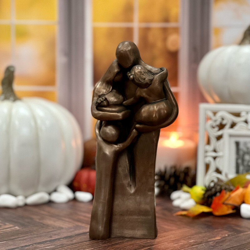 Family of Five Figurine with a Baby, Toddler and Child 