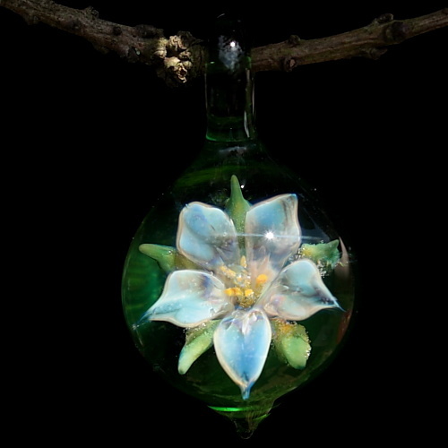 Silver Opal Lily over Emerald