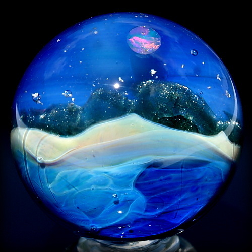 Double Sided Opal Ocean Scene Marble