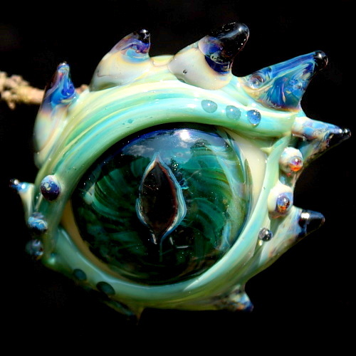 Dark Green Sparkle Horned Dragon Eye