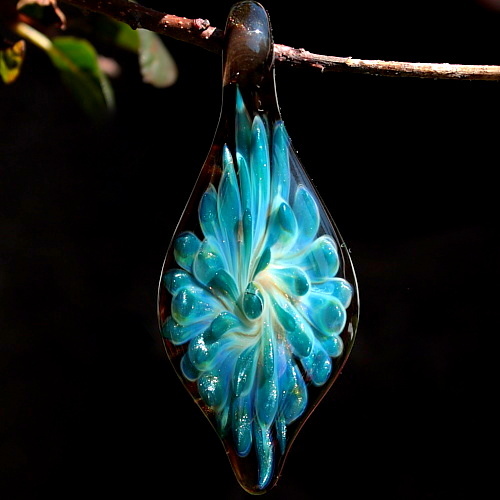 Sparkly Blue Petals over Brown Glitter