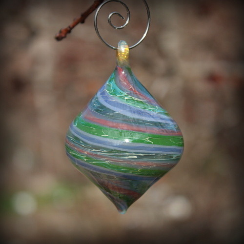 Purple, Green and Cranberry Swirl Ornament