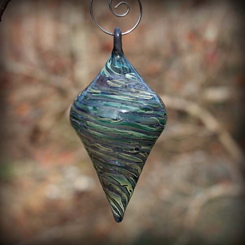 Dark Purple and Silver Fumed Swirl Ornament