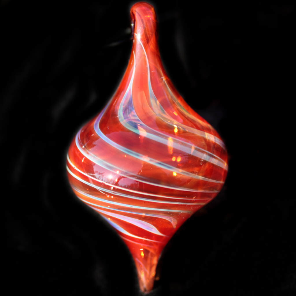 Garnet and Silver Swirled Ornament