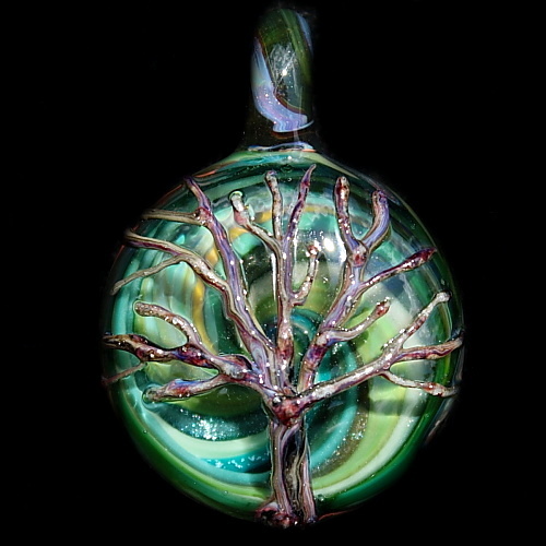 Swirls Of Green, Surface Tree Pendant