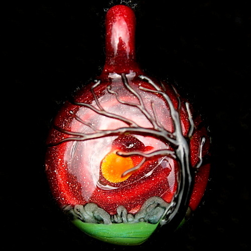Deep Red Sunset Surface Tree
