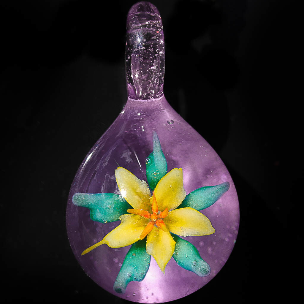 Yellow Flower over Purple Swirl