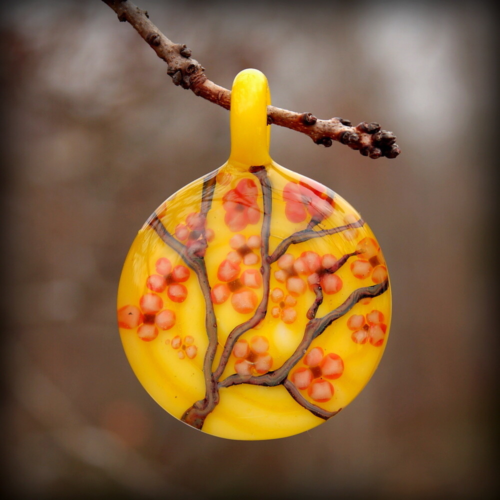 Cherry Blossom Over Yellow
