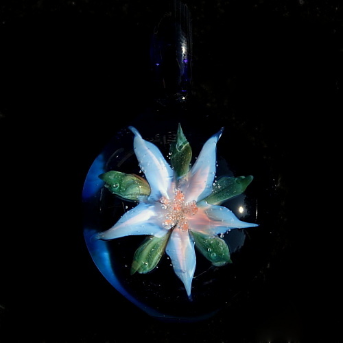 Pink Lily over Dark Sparkly Blue