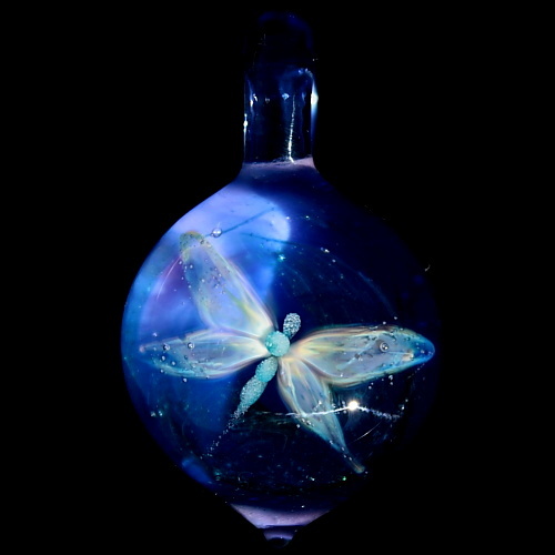 Dragonfly over Blue Sparkle