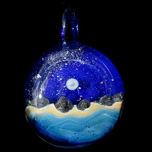 Starry Night Ocean Scene with Mars