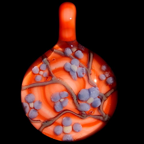 Purple Blooming Branch over Bright Orange