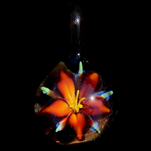 Deep Orange Lily over Brown Glitter