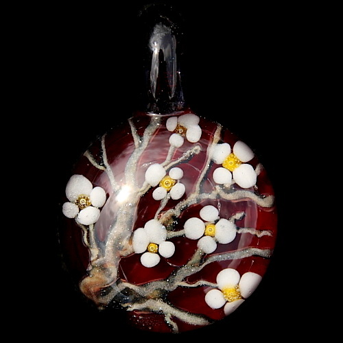 White Dogwood Branch over Deep Red