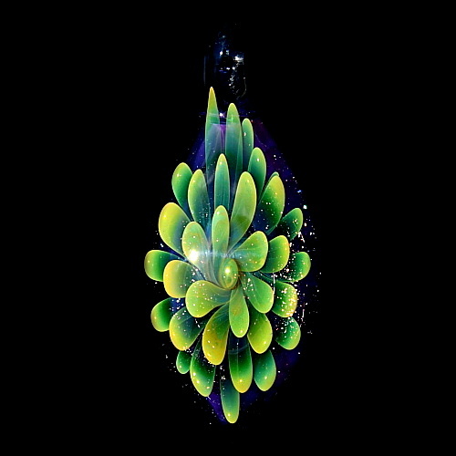 Translucent Green Petals over Deep Purple Sparkle - AMAZING!