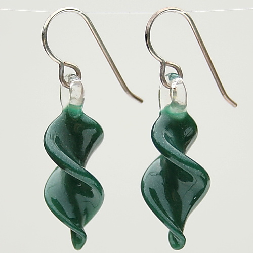 Glitter Green Twisted Earrings