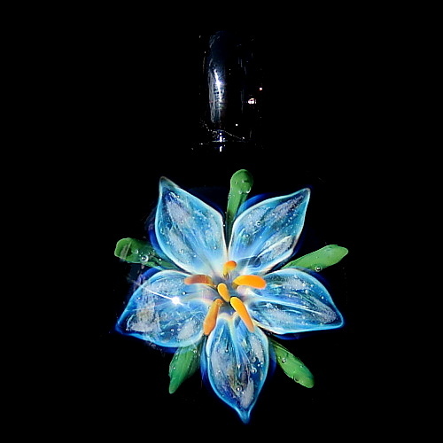 Silver Lily  over Sparkly Black