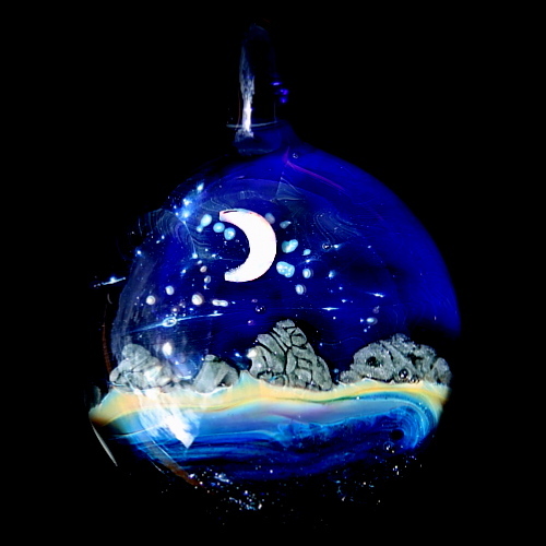 Opal Crescent Moon Ocean Scene