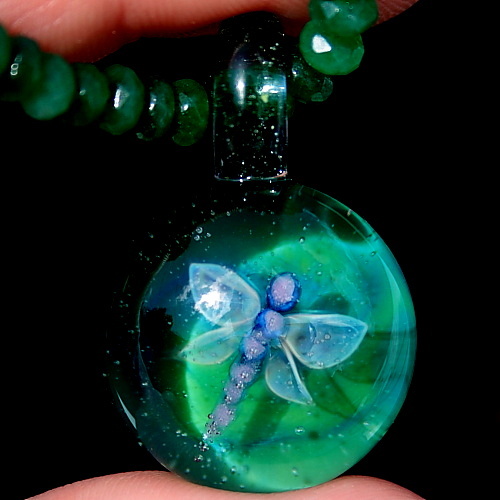 Dragonfly over Teal Green Swirl