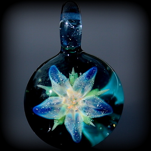 Silver Lily over Teal Sparkle