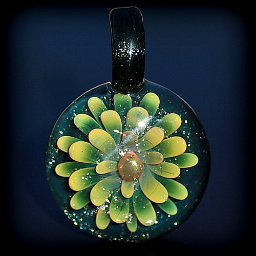 Translucent Green Petals over Blue Green Sparkle!